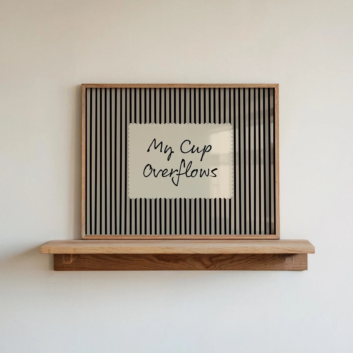 "My Cup Overflows" Christian Canvas Wall Art | Black Stripe