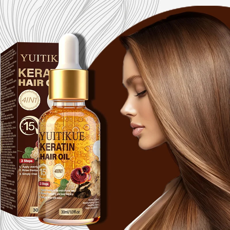 YUITIKUE Keratin Hair Oil | 4-in-1 Formula | 3 Steps 15-Minute Application For Shiny, Moisturized & Healthy Hair 30ml Peaceful Pleasures Health and Wellness