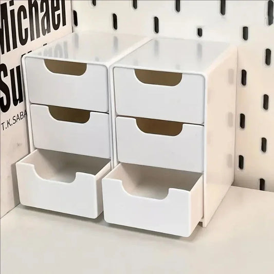 3-Tier Desktop Organizer with Drawers | Plastic Storage Box Desktop Drawer Organizer Peaceful Pleasures Health and Wellness