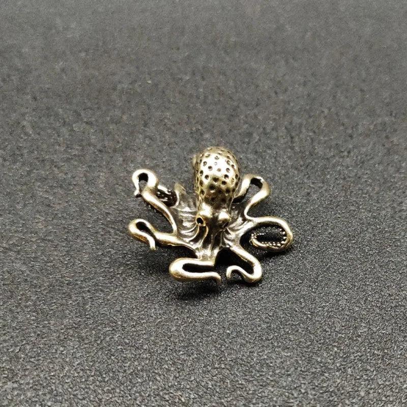 Brass Octopus Figurine - Antique Copper Desk Ornament Peaceful Pleasures Health and Wellness