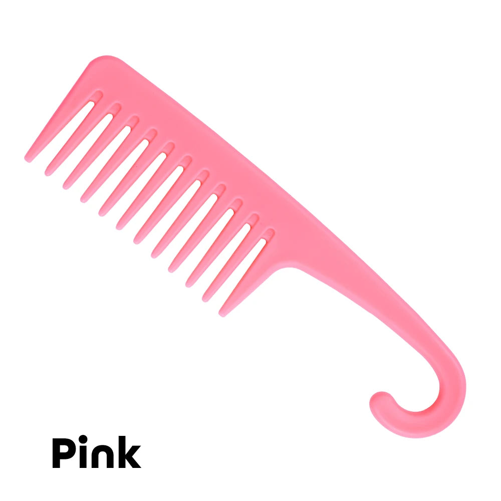Large Wide Tooth Combs Of Hook Handle Detangling Reduce Hair Loss Comb Pro Hairdress Salon Dyeing Styling Brush Tools Household Peaceful Pleasures Health and Wellness Pink