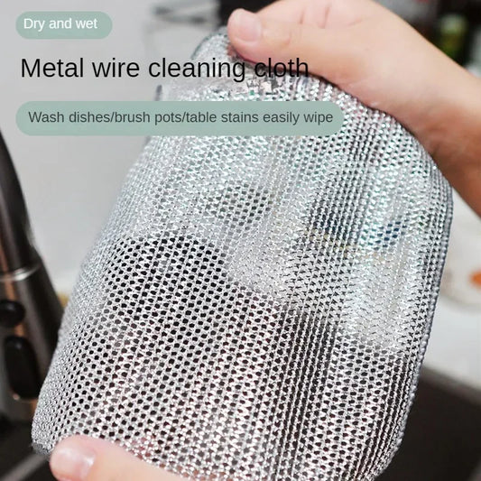 Steel Wire Microfiber Cleaning Cloth | Kitchen Scrubber Pad Kitchen Cleaning Cloth Peaceful Pleasures Health and Wellness