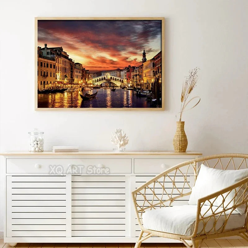 Famous Venice Italy Canvas Painting Wall Art Sunset Natural Scenery Pictures Posters and Prints for Living Room Home Decorati Peaceful Pleasures Health and Wellness