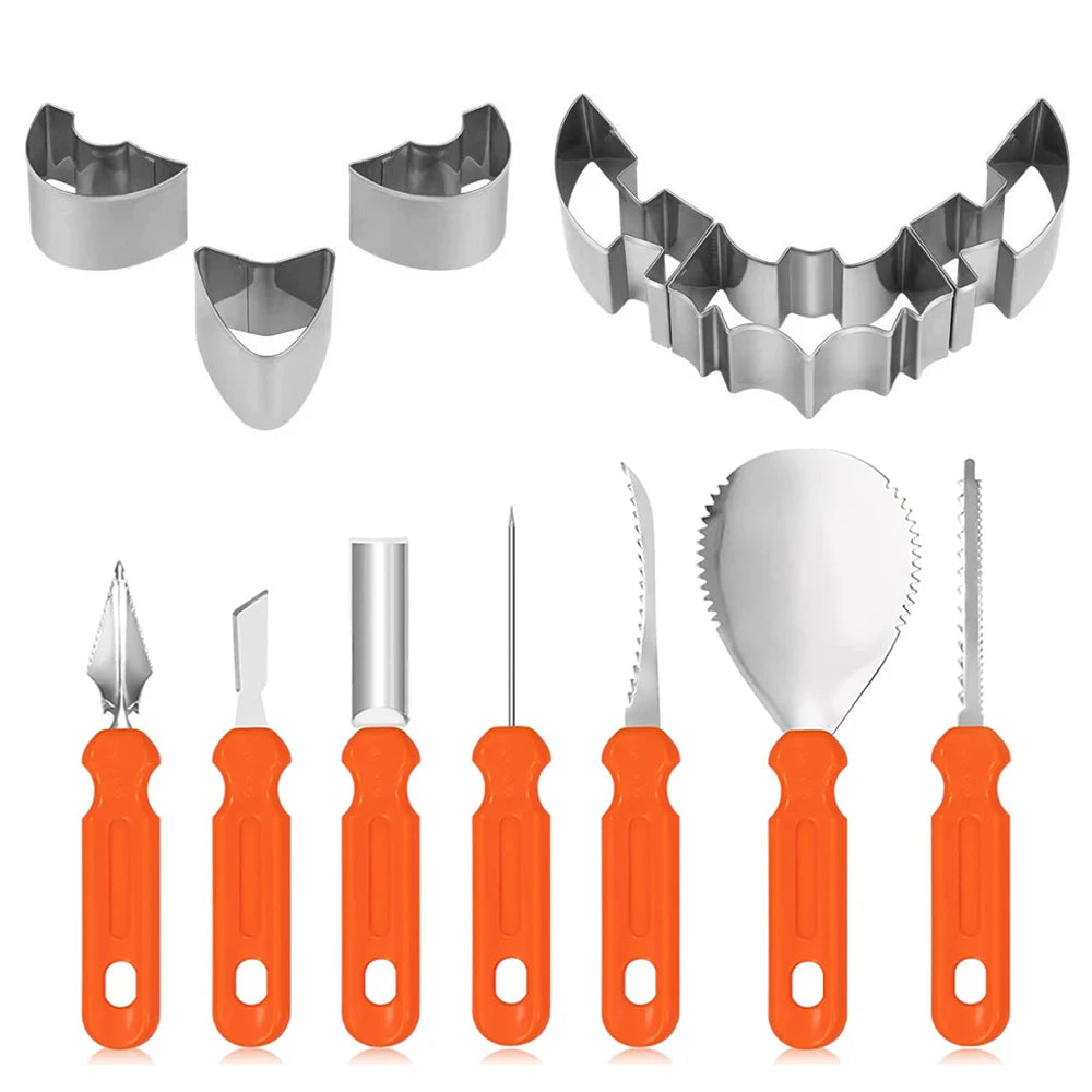 Halloween Pumpkin Carving Kit – Steel Tools, Knives & Stencils