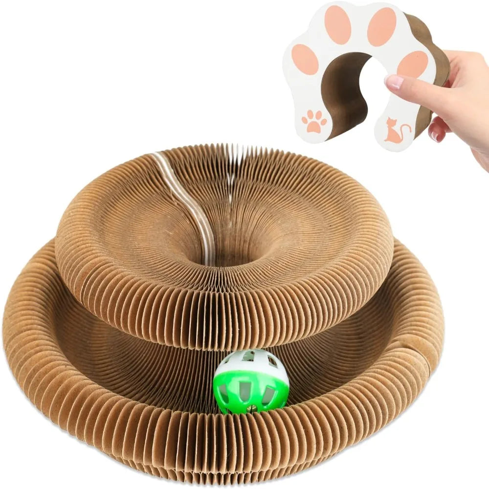 Durable Transformable Kitty Kurlz Cat Toy No Crumbs Resistant To Scratching Cat Scratching Board Wear-Resistant Ball Scratch Pad Peaceful Pleasures Health and Wellness 1pc