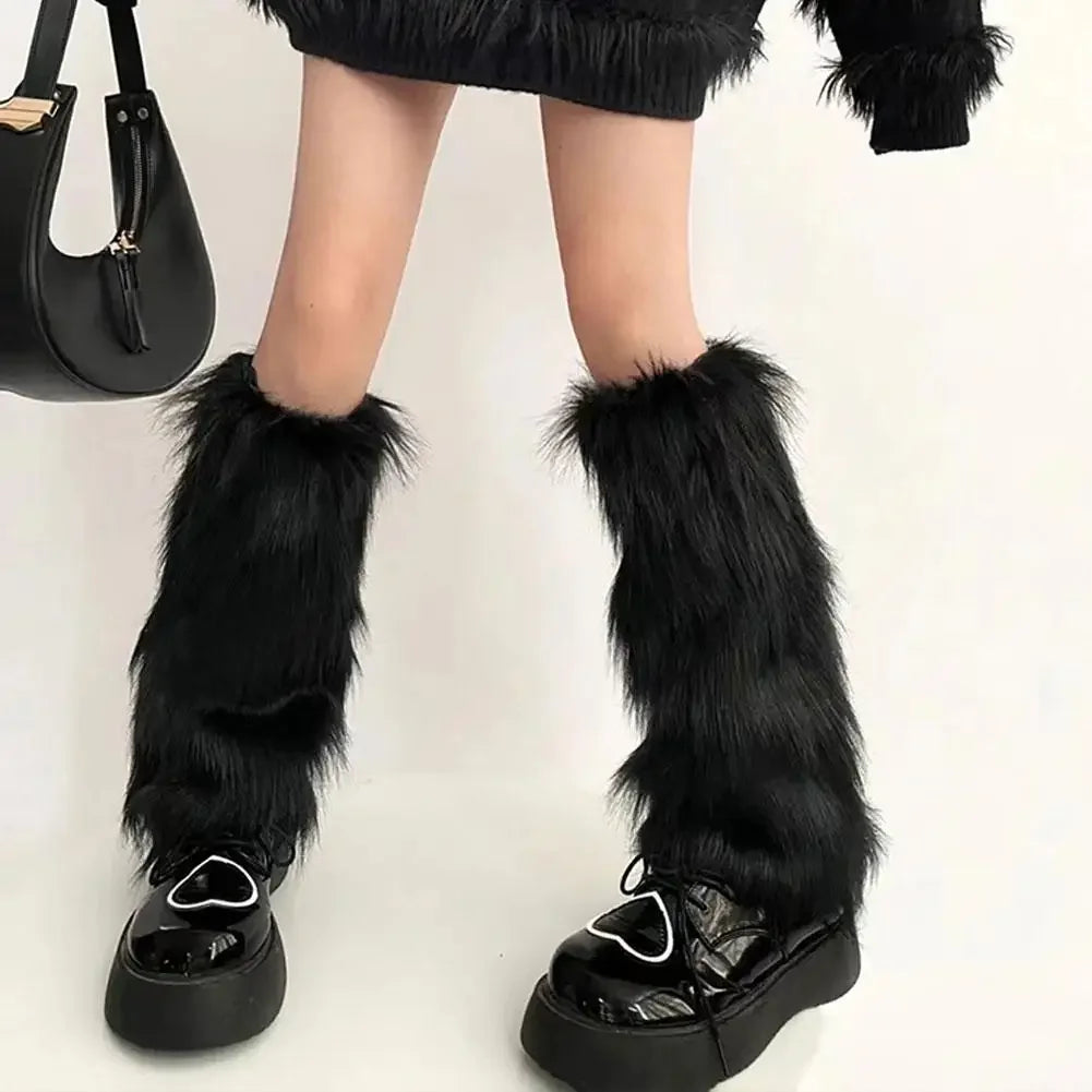 Women Faux Fur Leg Warmers Women Fall Leggings Jk Boots Stocking Girls Lolita Punk Boot Cover Harajuku Fur Foot Warming Cover Peaceful Pleasures Health and Wellness