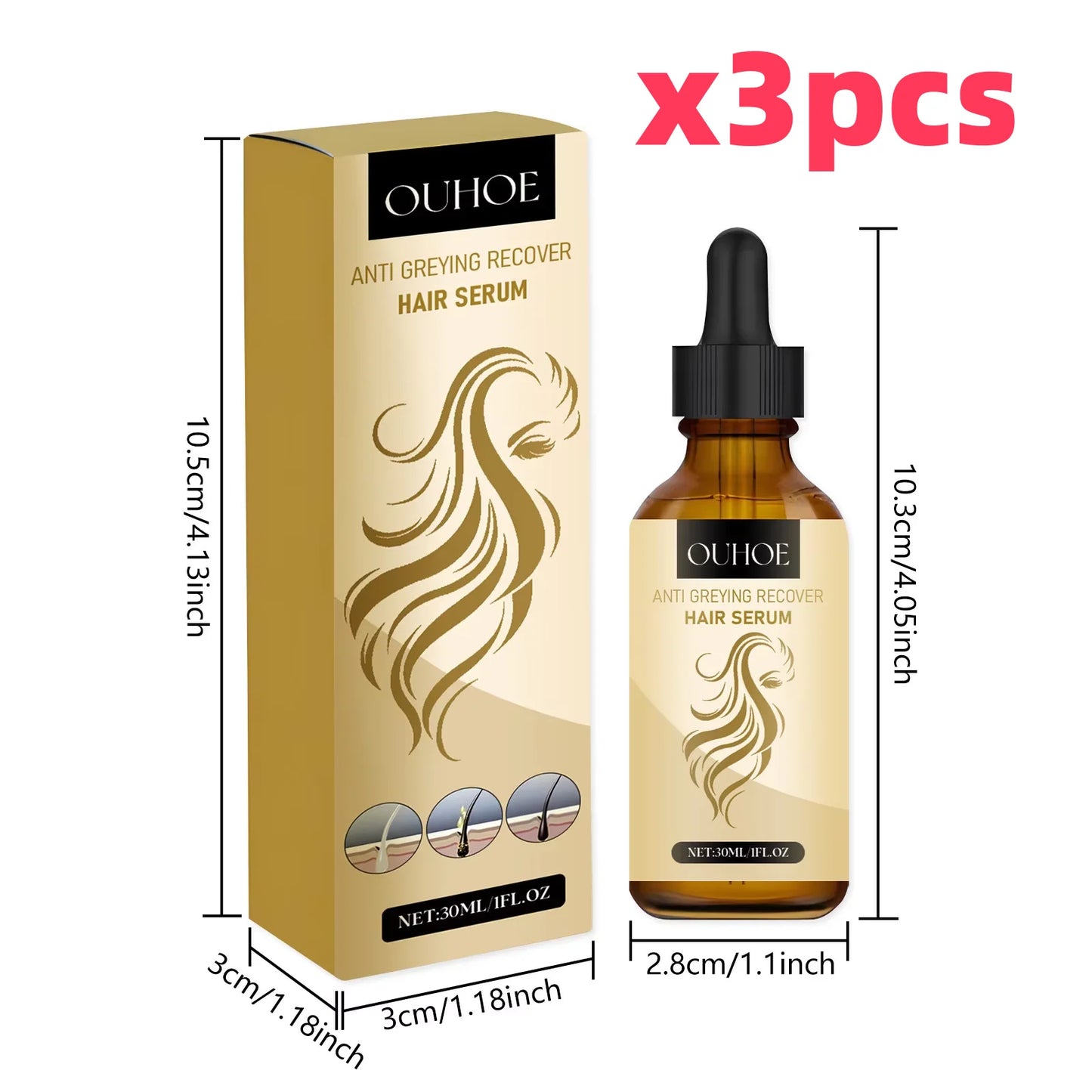 Ouhoe Darkening Hair Oil – Blacken & Repair Grey Hair 30ml