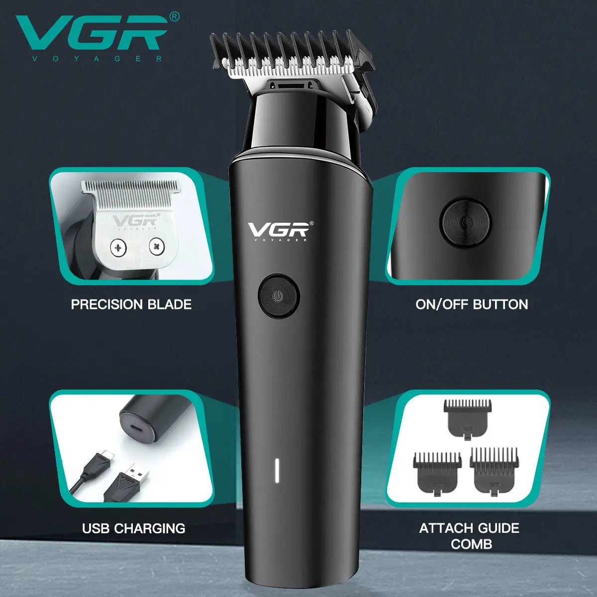 VGR Hair Clipper Rechargeable Hair Trimmer Electric Beard Shaver Wireless Barber Haircut 0mm Cutting Blade Clipper for Men V-933 Peaceful Pleasures Health and Wellness