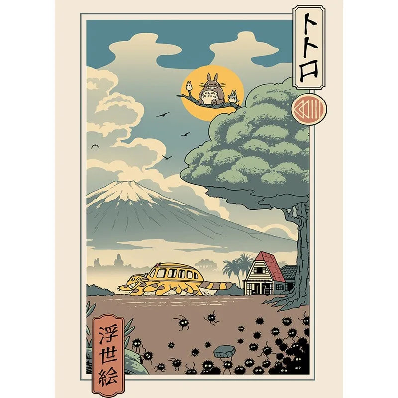 Retro Japanese Anime N-Neighbor Princess Castle Collection Cartoon Poster,Wall Art Printed,Canvas Painting Home Decor Gift Peaceful Pleasures Health and Wellness