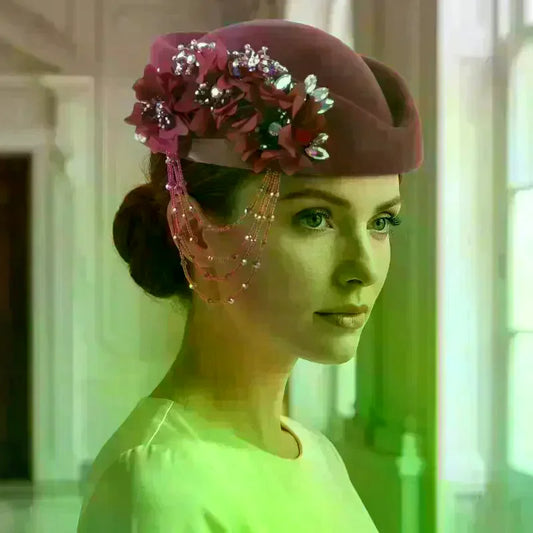 Women's British Retro Beret | 3D Floral Vintage Hat Vintage Fascinator Hat Oasis Select