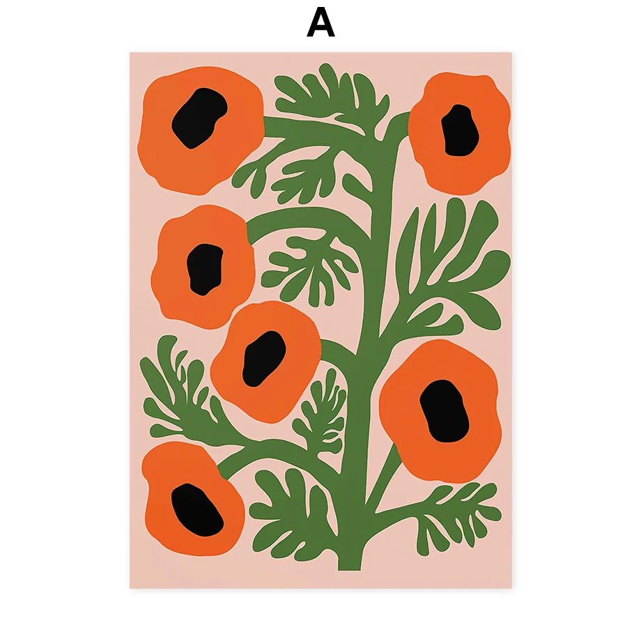 Abstract Flowers Canvas Wall Art Print | Unframed Home Decor