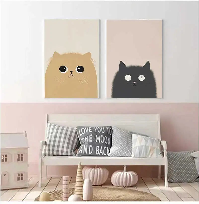 Cute Cat Canvas Wall Art Print – Kids Room & Nursery Decor Canvas Wall Art Print Peaceful Pleasures Health and Wellness