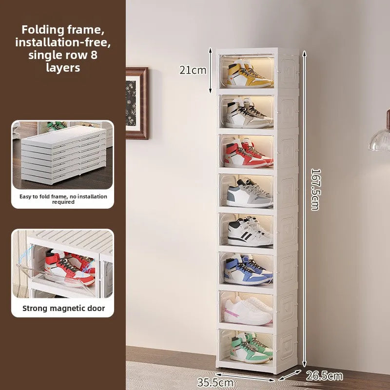 Upgraded Multi-Tier Clear Shoe Rack Heavy-Duty Unified Cabinet Large Capacity Transparent Dust-Proof Organizer for Home Entryway Peaceful Pleasures Health and Wellness Single 8 layers