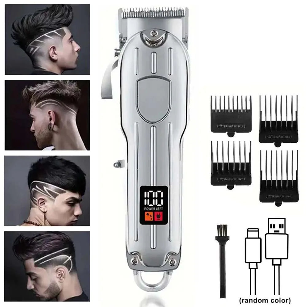 Professional Hair Clipper & Trimmer Set – Rechargeable Barber Kit Peaceful Pleasures Health and Wellness 1 pc 808 (Silver) United States