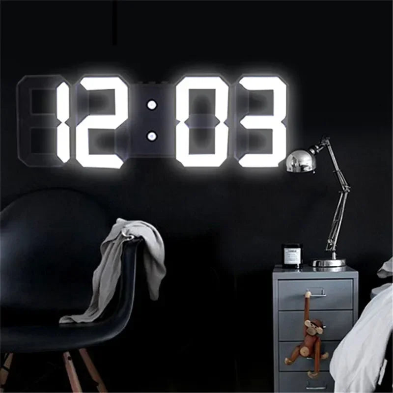 Large LED Digital Wall Clock – Night Mode, Alarm & Temp