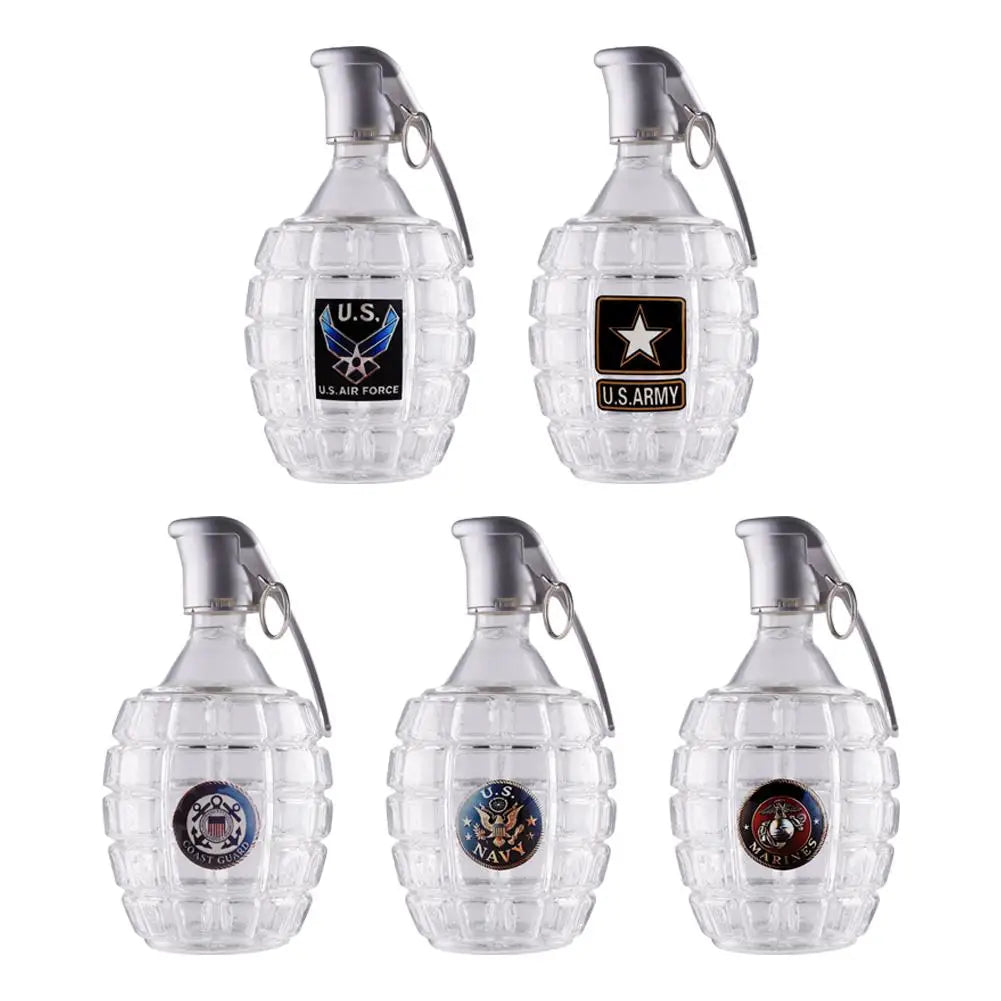 Military Hand Grenade Whiskey Bottle | Veteran Gift Glass Novelty Whiskey Bottle Peaceful Pleasures Health and Wellness