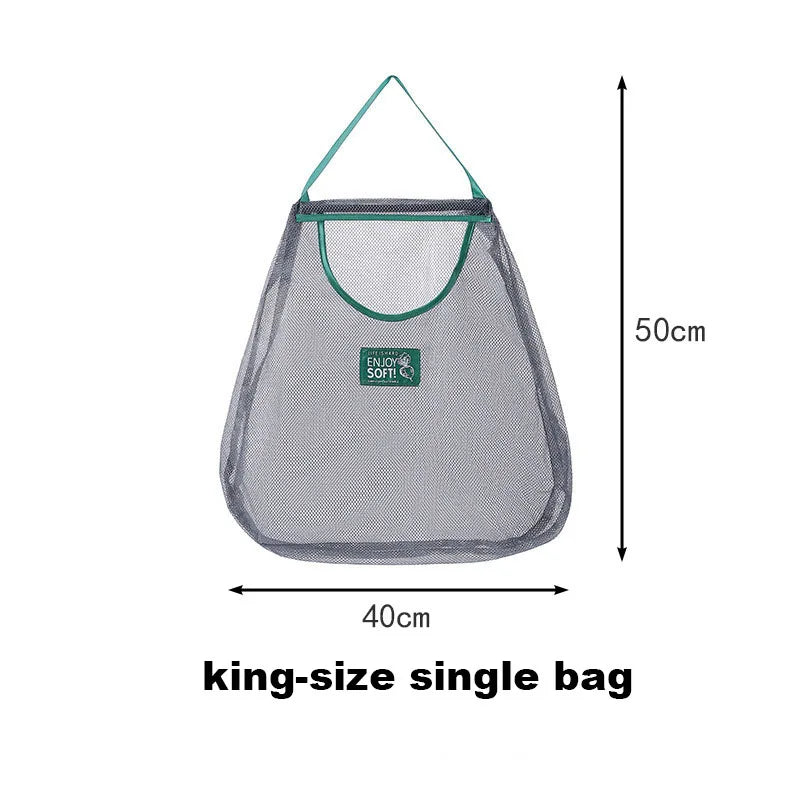 Reusable Storage Bags Kitchen Hanging Mesh Bag Home Fruit And Vegetable Storage Net Bag For Ginger Garlic Potatoes Onions Peaceful Pleasures Health and Wellness king-size single bag