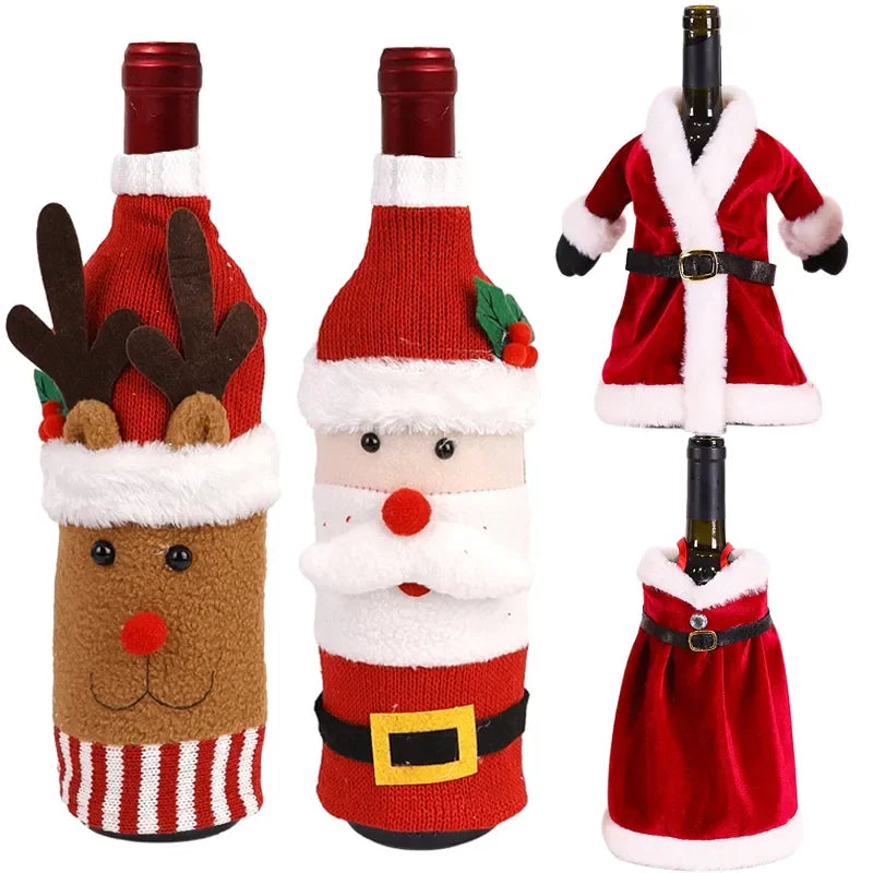 Christmas Decorations Knitted Wool Belts Old Man Wine Bottle Covers Set Table Decorations Kitchen Cute Cartoon Decorations New Peaceful Pleasures Health and Wellness