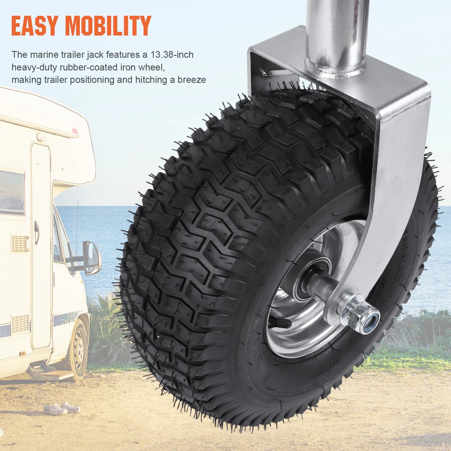Heavy-Duty Swivel Boat Trailer Jack 2000 lbs – 13.38in Wheel Peaceful Pleasures Health and Wellness