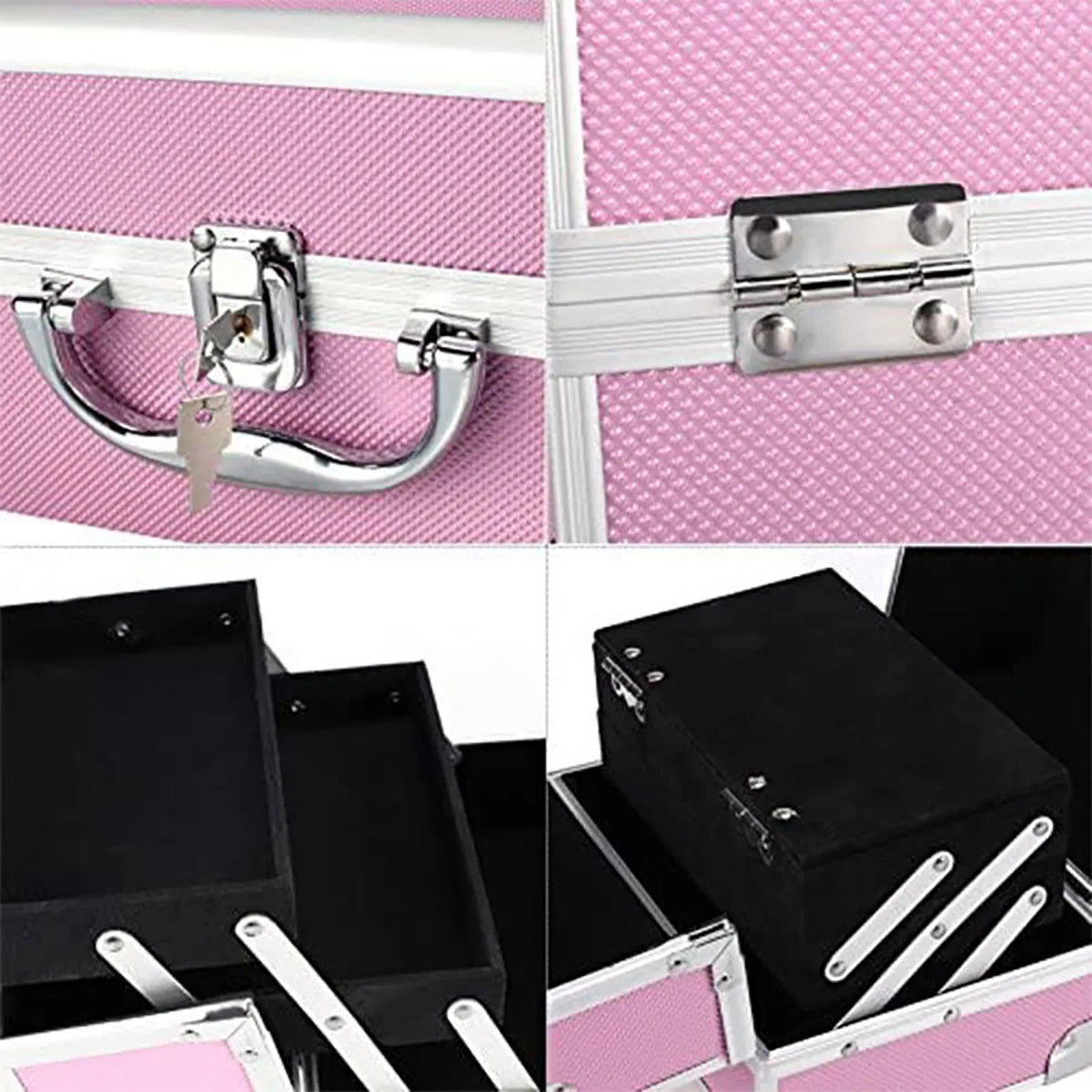 Portable Aluminum Cosmetic Storage Case Beauty Salon Embroidery Toolbox Nail Art Artist Portable Cosmetic Case Peaceful Pleasures Health and Wellness