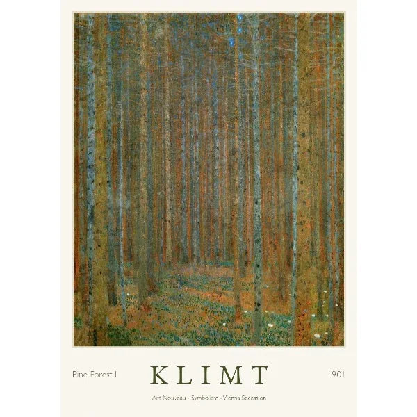Gustav Klimt Art Print Exhibition Poster Farmhouse Birch Tree Pond Landscape Canvas Painting Wall Art for Living Room Home De Peaceful Pleasures Health and Wellness 10 50x70cm Unframed