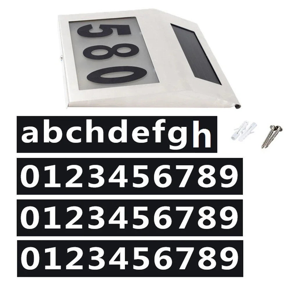 Waterproof Outdoor LED Solar Wall Light House Number Light Address Sign Illuminate for Home Garden Door Plate Wall Lamp Peaceful Pleasures Health and Wellness Number Light A