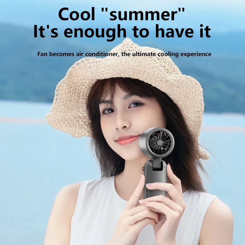 Lenovo Refrigeration Handheld Electric Fan High-speed Violent Turbo Fan Folding Neck Hanging Ice Pack Small Fan Office Outdoor Peaceful Pleasures Health and Wellness