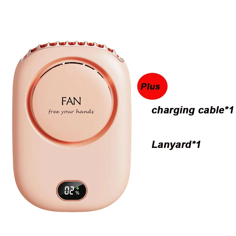 New Mini Portable Fan Portable Rechargeable Bladeless Turbo Ultra Quiet Student Hand Held Fan Outdoor Sports Travel Peaceful Pleasures Health and Wellness Pink