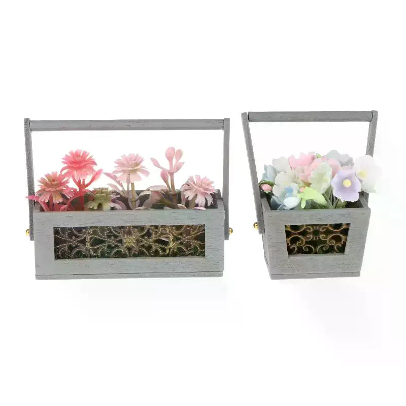 Miniature Flower Basket 1 12 With Artificial Flowers For Dollhouse Decoration Excellent For Photography Prop Display Peaceful Pleasures Health and Wellness