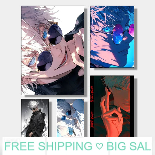 Satoru Gojo Canvas Wall Art | Jujutsu Kaisen Anime Poster Anime Canvas Poster Peaceful Pleasures Health and Wellness