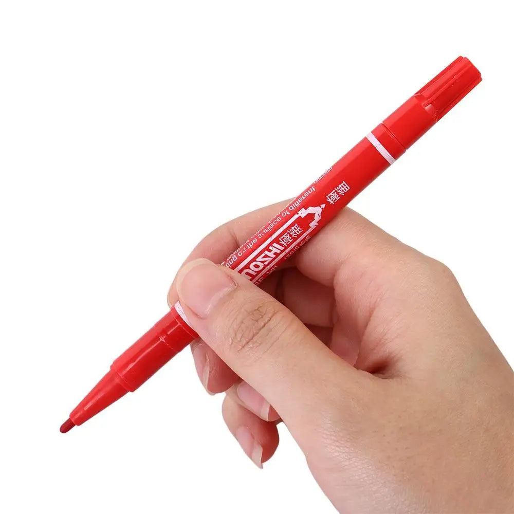 2Pcs/set Thin Pen Tip Tattoo Skin Marker Pen Black/Red/Blue Ink Waterproof Double Headed Marker Pen Large Capacity Stationery Peaceful Pleasures Health and Wellness