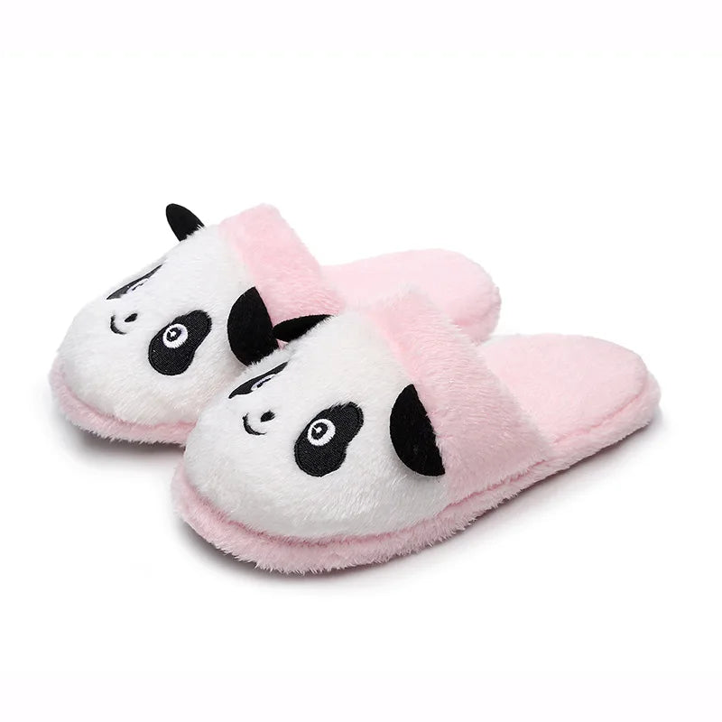 Women's Panda Plush House Slippers | Non-Slip Fleece Winter
