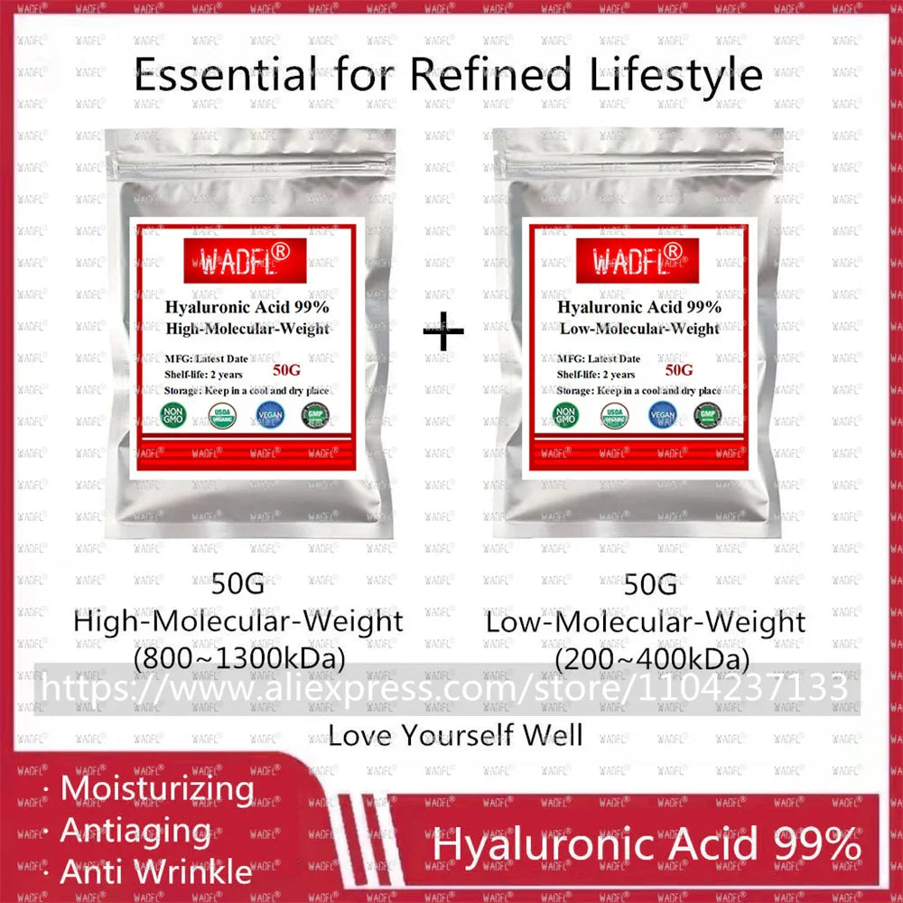 99% Pure Hyaluronic Acid Powder – High & Low Molecular Weight