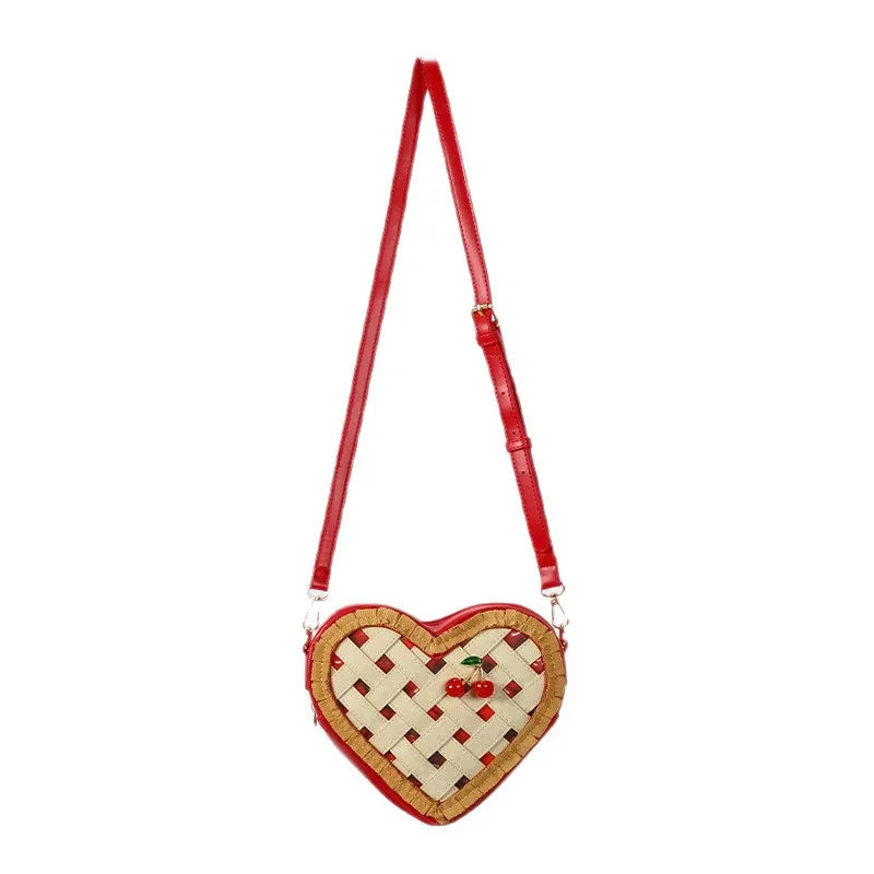 Sweet Love Hearts Shaped Crossbody Bag for Women Cute Cherry Ornament Red Shoulder Bags for Girls Funny Small Phone Purses Peaceful Pleasures Health and Wellness