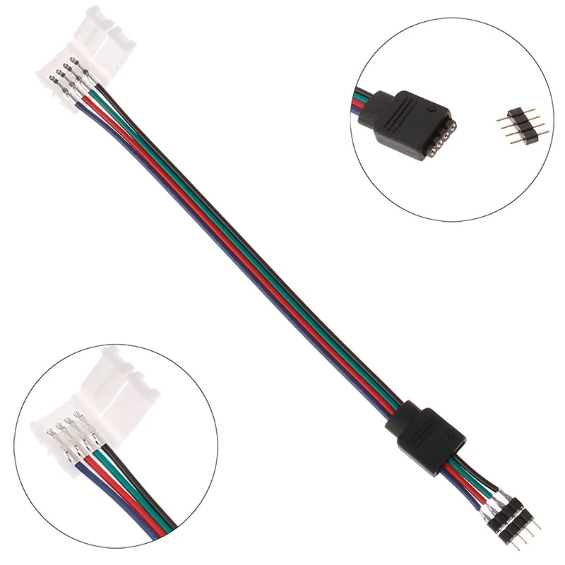 5050 RGB 4-Pin LED Strip Connector | 10mm 4-Conductor 15cm