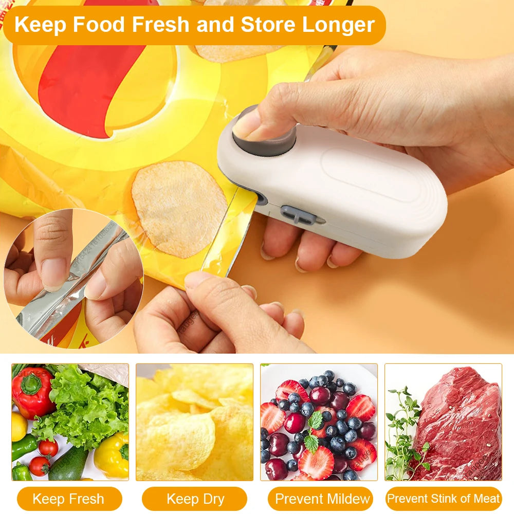Mini Heat Sealer Plastic Bags Heat Sealing Machine Food Storage Packaging Bag Sealer Portable Handheld Plastic Bag Heat Sealer Peaceful Pleasures Health and Wellness