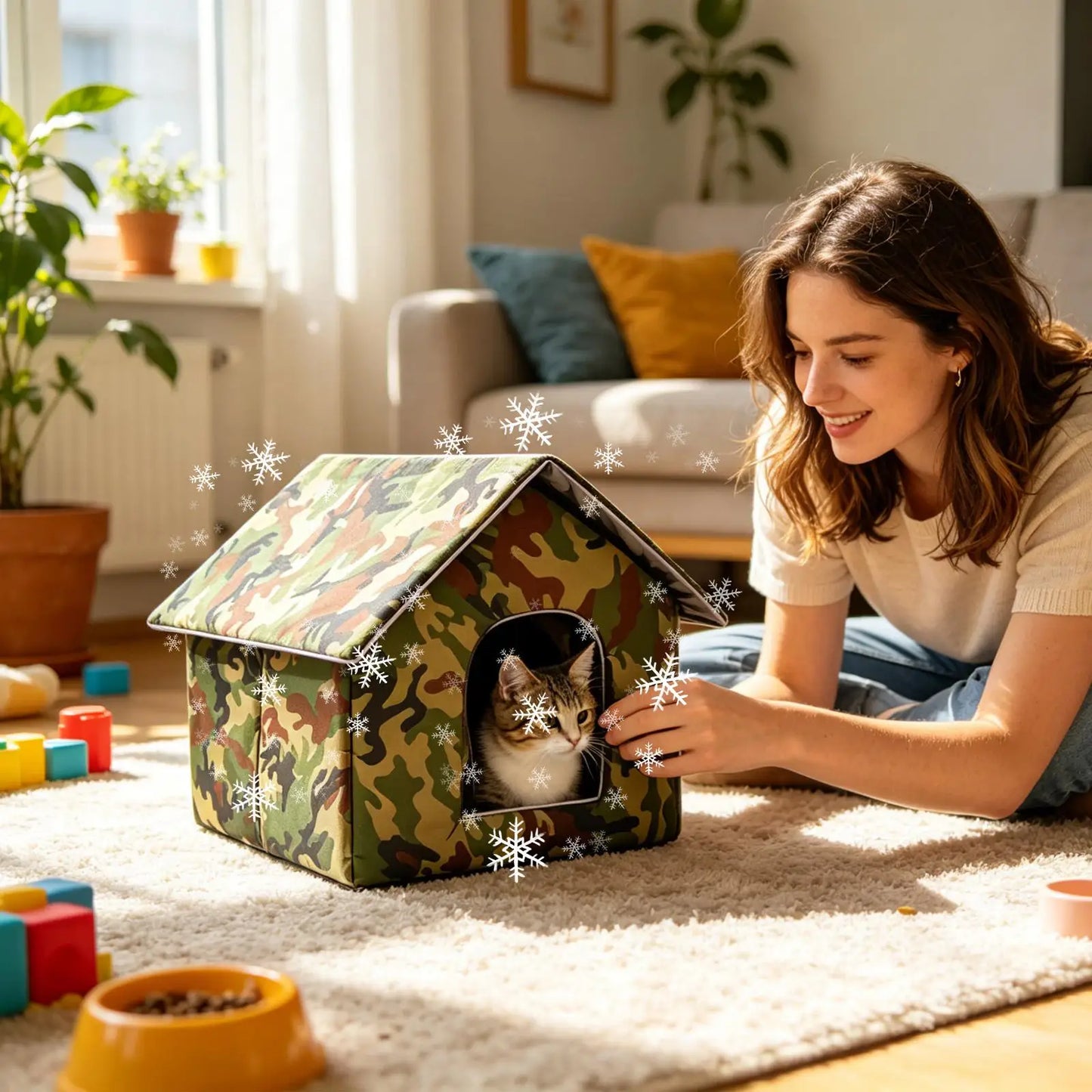 Cooling Cat House 3 Layer Foldable With Ice Packs Cooling Outdoor Cat House For Kitten Puppy Dog Living Room Balcony Backyard Peaceful Pleasures Health and Wellness
