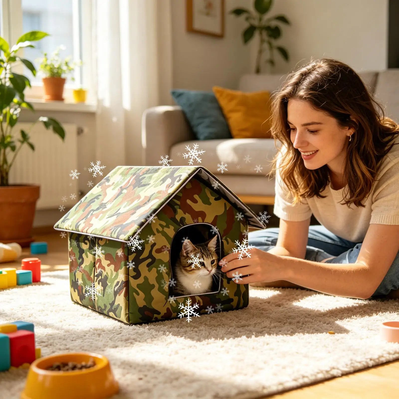 Cooling Cat House 3 Layer Foldable With Ice Packs Cooling Outdoor Cat House For Kitten Puppy Dog Living Room Balcony Backyard Peaceful Pleasures Health and Wellness