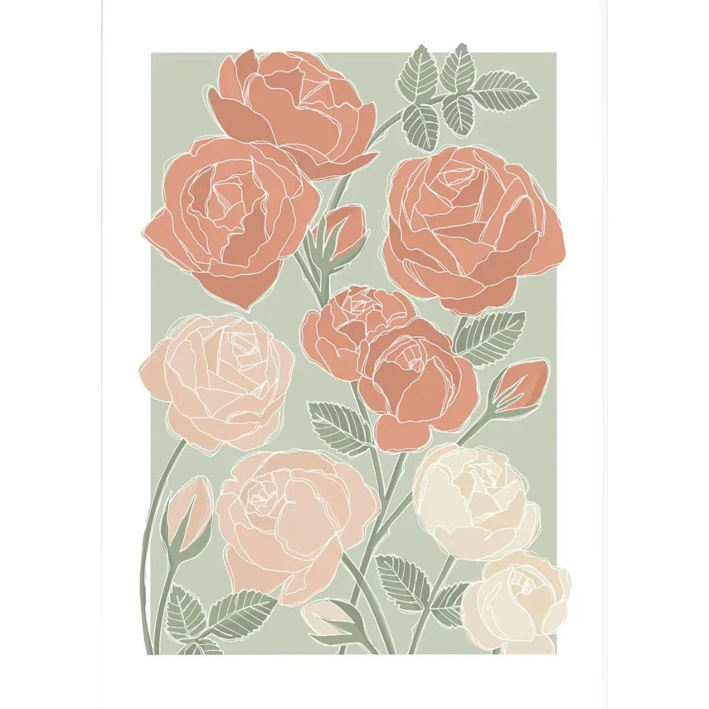 Garden Flower Vase Art Poster Flower Plant Illustration Print Canvas Painting Wall Art Picture Home Living Room Room Decorati Peaceful Pleasures Health and Wellness TT2250 40x60cm Unframed