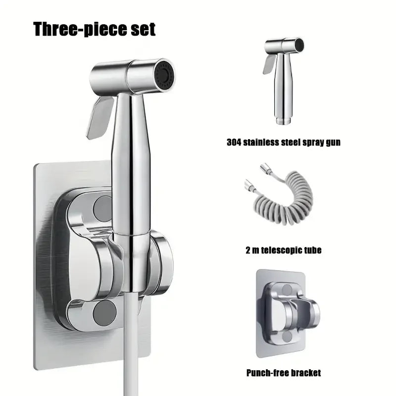 Stainless Steel Handheld Bidet Sprayer Set | Dual Outlet Valve