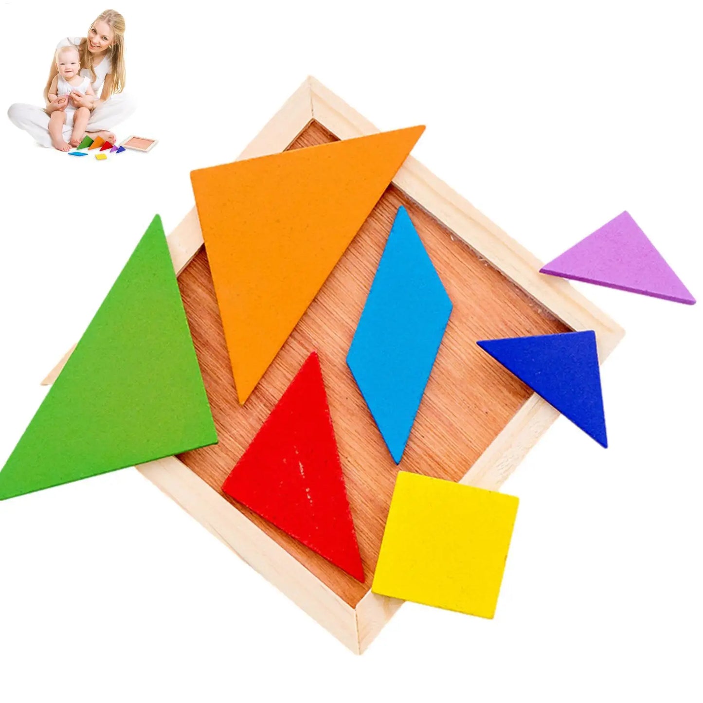 Wooden Tangram Puzzles For Kids With 7 Colored Pieces Educational Brain Teaser Learning Toy For Boys And Girls Fun Party Favor Peaceful Pleasures Health and Wellness