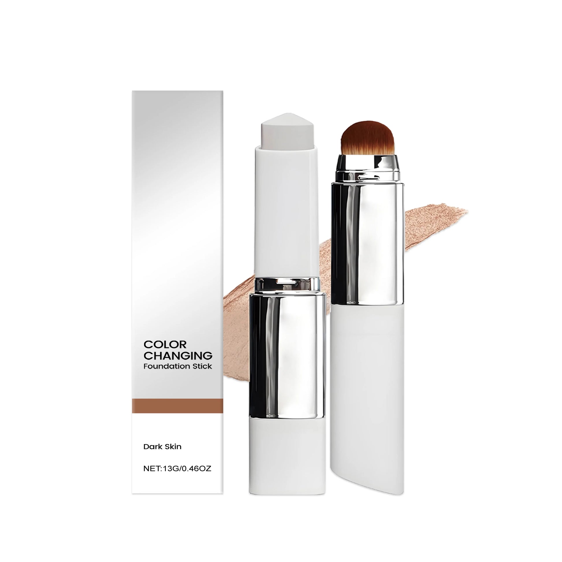 Two-in-One Color-Changing Foundation Stick Long Lasting Lightweight Natural Makeup Fresh and Non-greasy Full Coverage Makeup 13g Peaceful Pleasures Health and Wellness Dark Skin