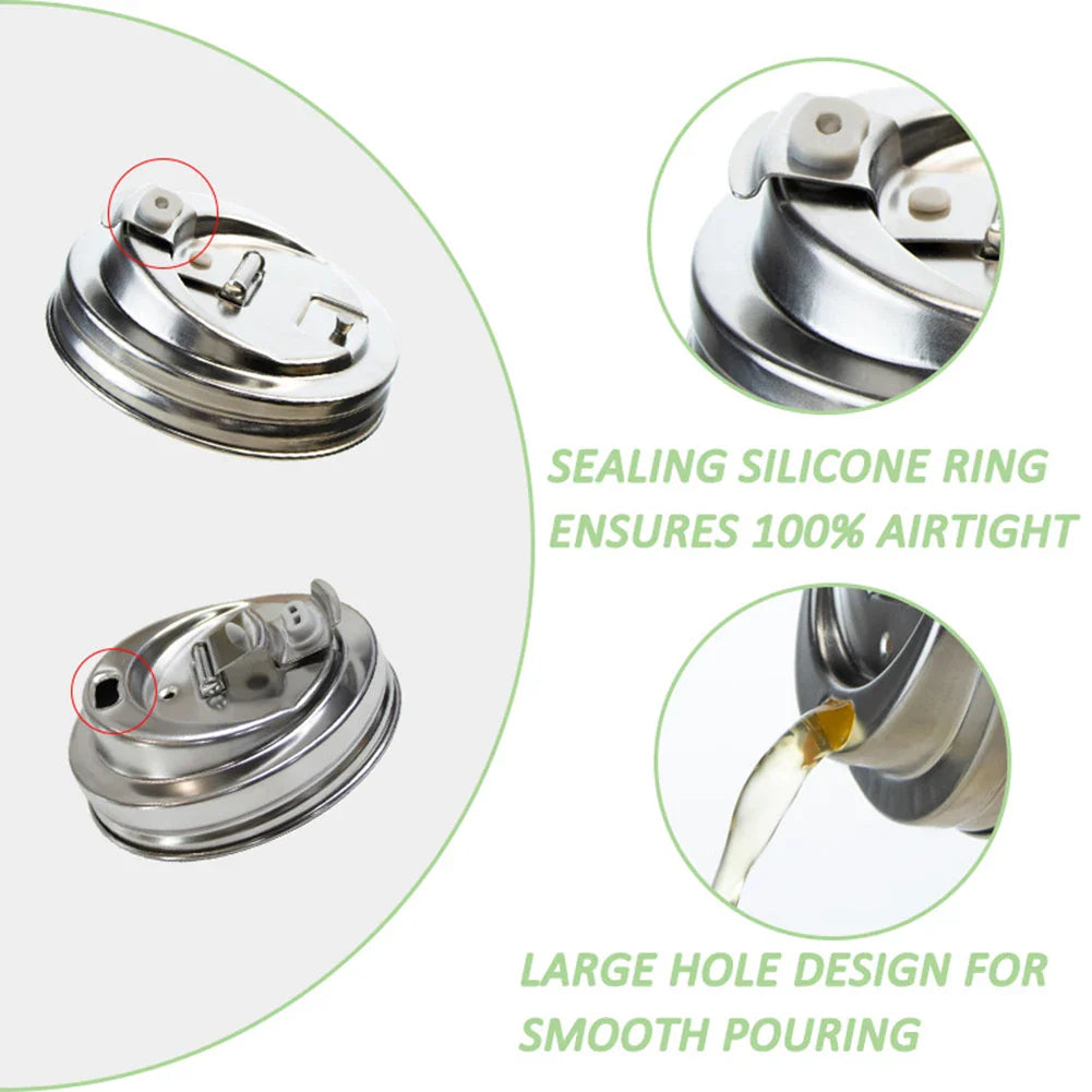 304 Stainless Steel Wide Mouth Mason Jar Lid – Leakproof