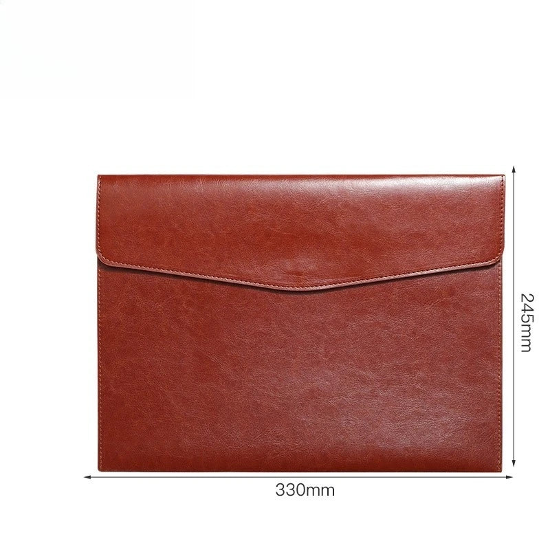 A4 PU Leather File Folder Briefcase | Document Organizer Bag Document Briefcase Bag Peaceful Pleasures Health and Wellness Brown