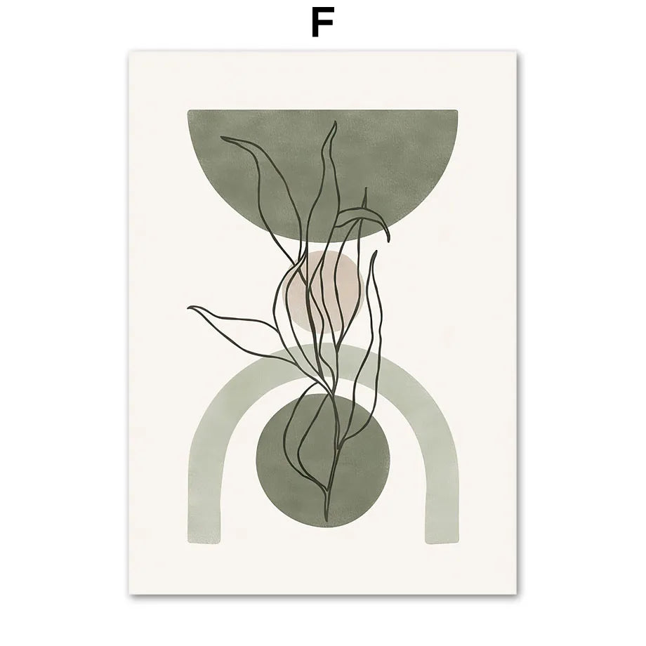 Abstract Boho Geometric Leaves Canvas Wall Art Print – Unframed Canvas Wall Art Peaceful Pleasures Health and Wellness F 50x70cm Unframed