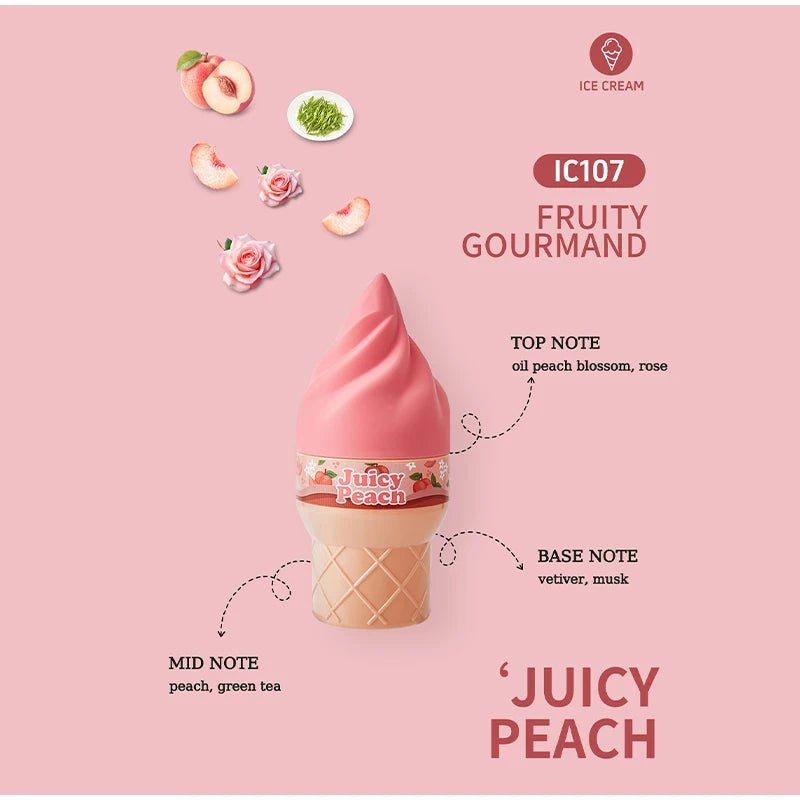 Ice Cream Cute Perfume Brand Long-lasting Eau De Toilette Floral Fruity Citrus Rose Charming Sweet Fragrance Women Body Spray Peaceful Pleasures Health and Wellness Peach 100ml