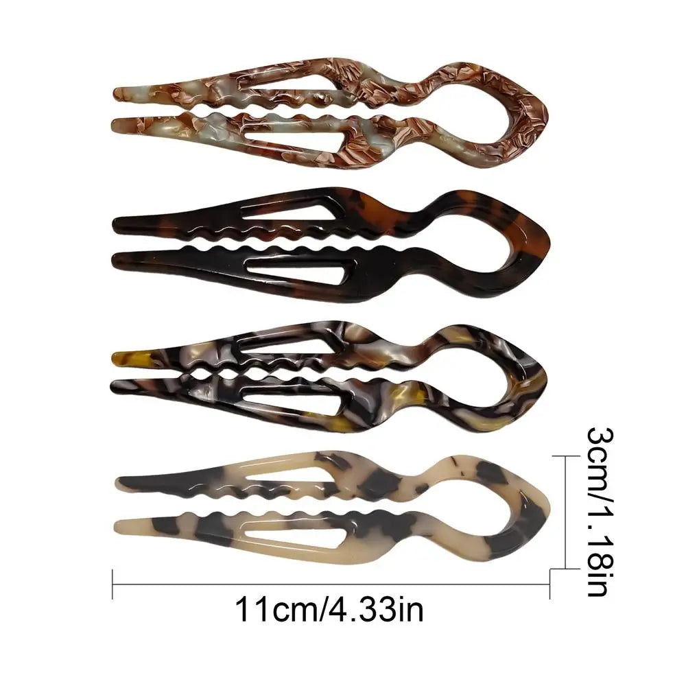 4-Pack Vintage U-Shaped Acetate Hair Pins – French Hair Sticks