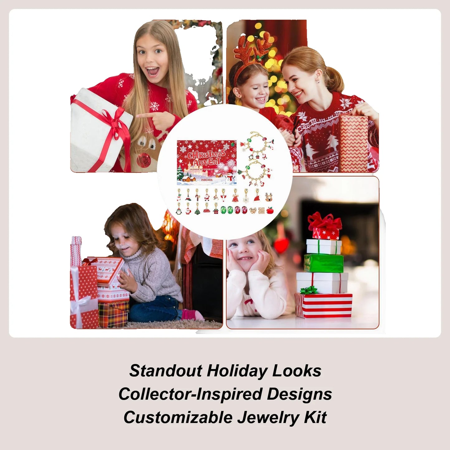 24-Day Christmas Advent Calendar Charm Bracelet Kit – Kids & Teens