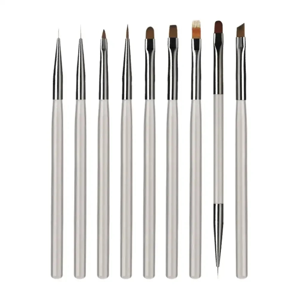 Fine Detail Nail Art Paint Brush Set Nail Art Tools Peaceful Pleasures Health and Wellness 9PCS-grey