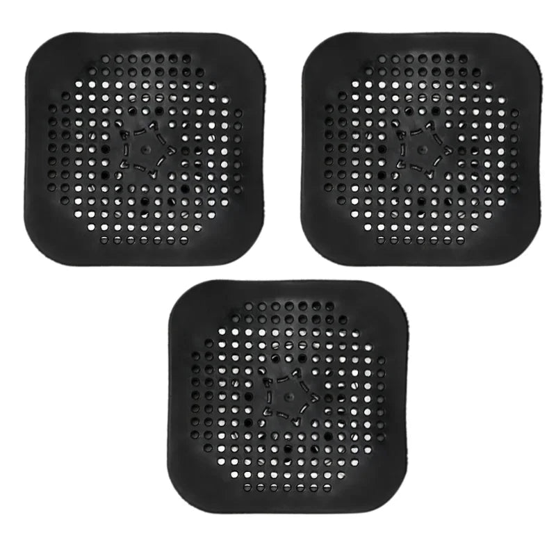3PCS Drain Hair Catcher Filter Sink Anti-blocking Strainer Bathtub Shower Floor Silicone Stopper Cover Kitchen Bathroom Accessor Peaceful Pleasures Health and Wellness Black 3pcs
